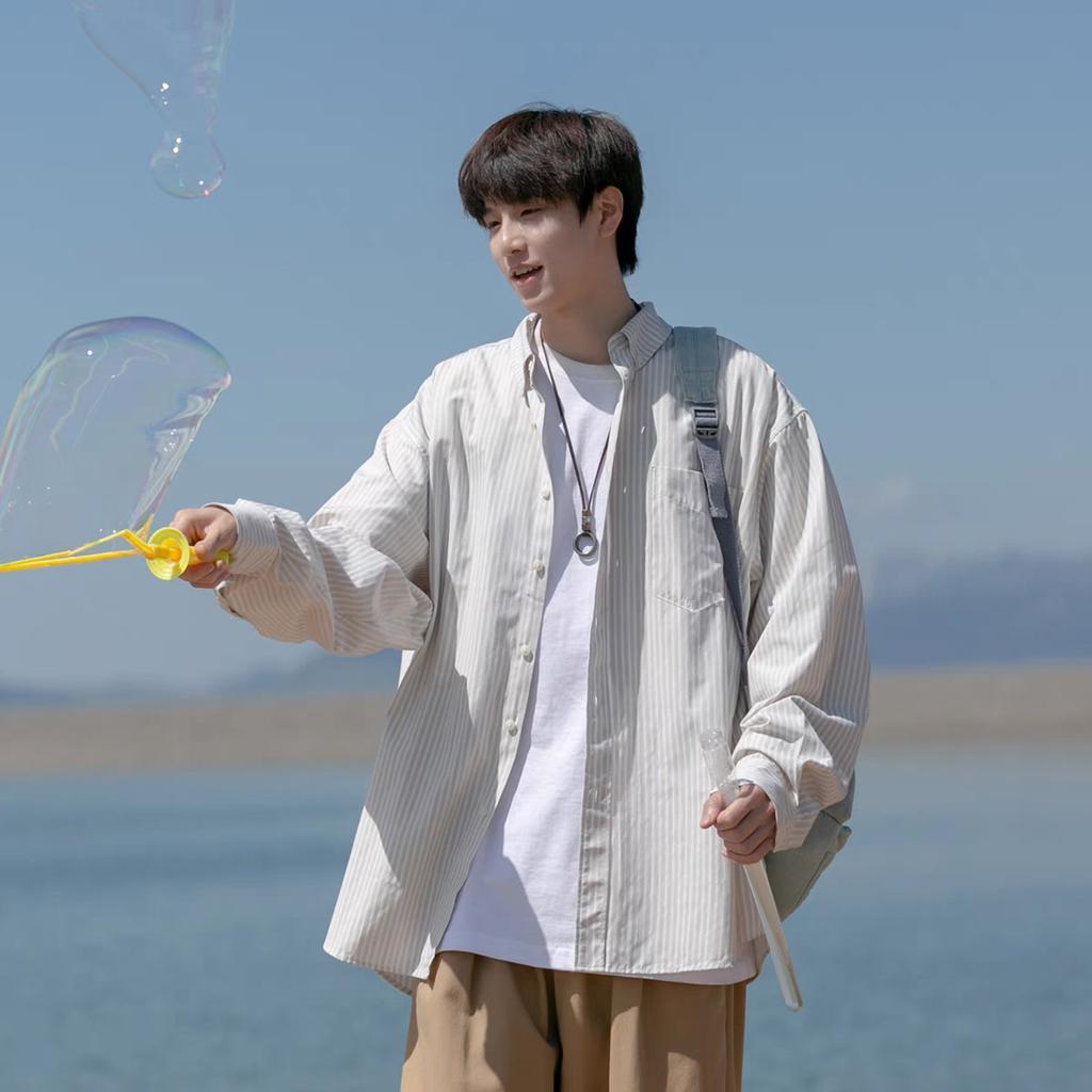 2024 Повседневная рубашка с длинным рукавом Ins Свободная рубашка Мужская летняя тенденция Универсальная повседневная куртка