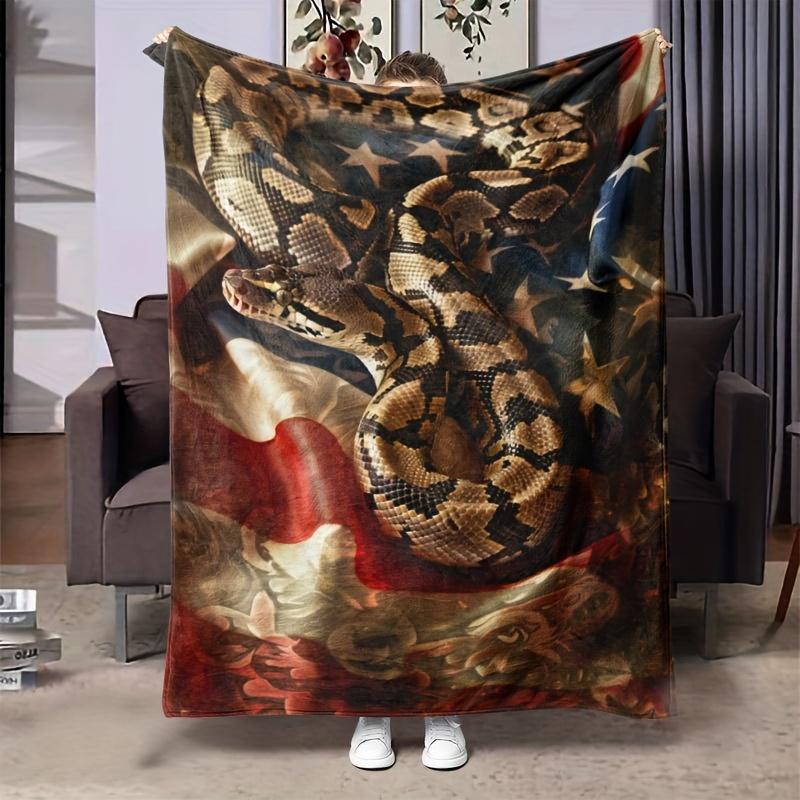 Giant Python Flag Blanket Reversible Flannel Throw for Adventurous Spirits AllSeason Comfort Exotic Journey Gift