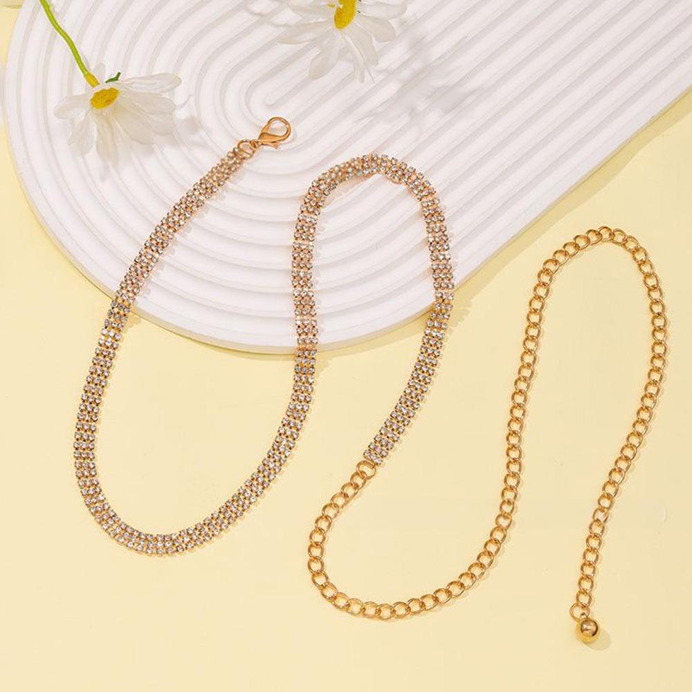 Adjustable Summer Belt Lightweight Elegant Waist Chain Rhinestone Waist Chain  Women's Accessories