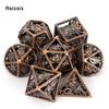 7 Pcs Copper Liberty Statue Head Metal Dice Hollow Metal Polyhedral Dice Set Suitable for Role-Playing RPG  Board Game Card Game