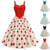 Women's Fashion Strap Wrap Polka Dot Stitching Casual Party Dress