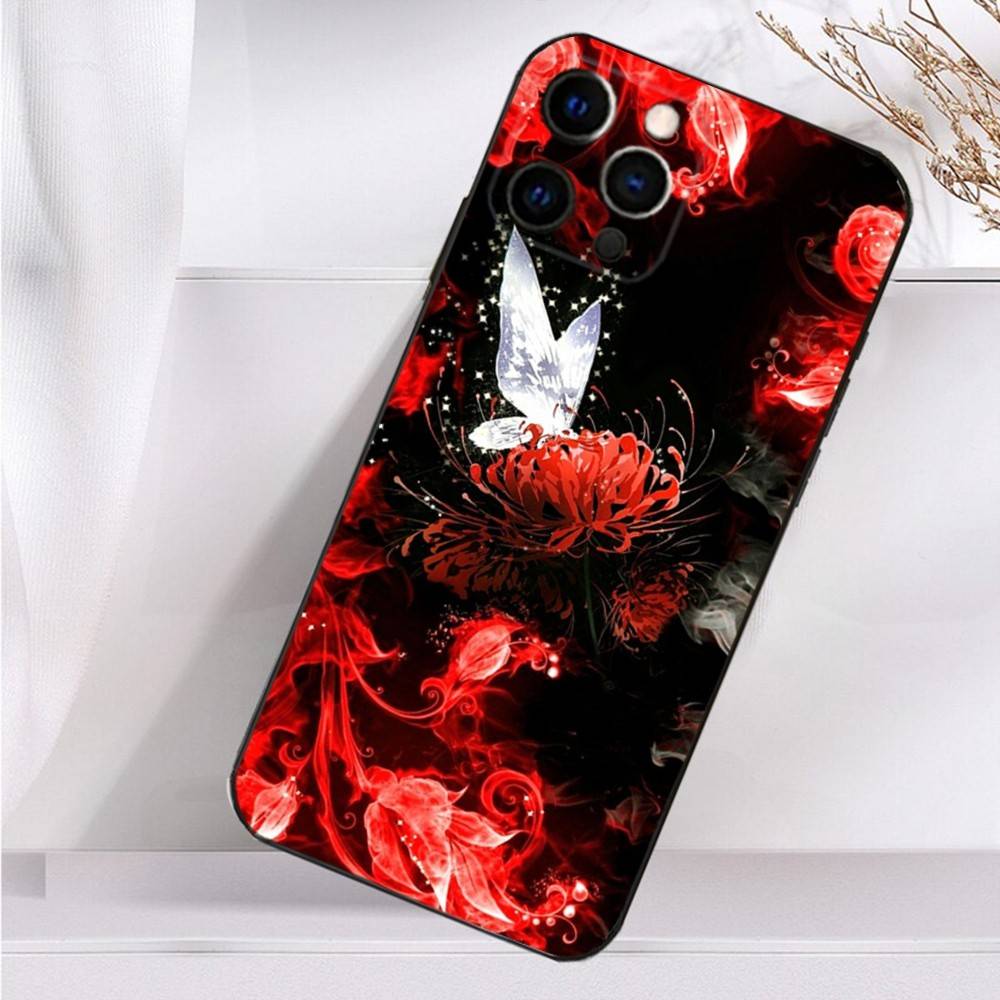 Чехол Tokyo Ghoul Красная Паукообразная Лилия Для iPhone 16,15,17,14,13,12,11 Plus,Pro Max,XS,X,XR,SE,Mini,8,7 Мягкий Силиконовый Черный Чехол