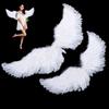 Swallow Shape White Angel Feather Wings With Elastic Straps For Kids Party Decor