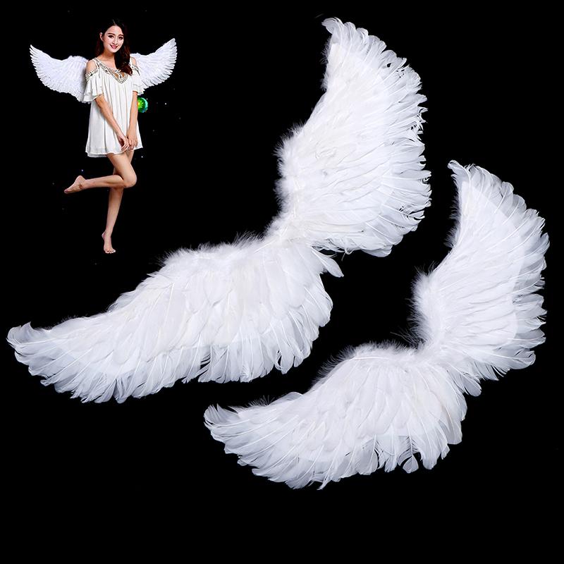 Swallow Shape White Angel Feather Wings With Elastic Straps For Kids Party Decor