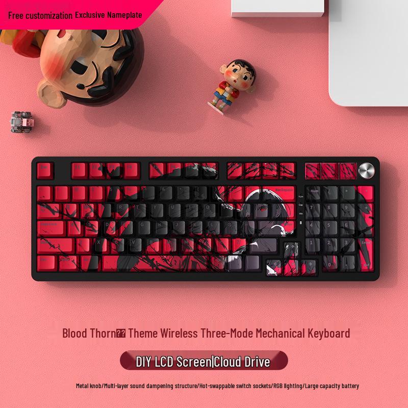 Wireless Bluetooth Mechanical Keyboard - 98-Key, Blue Switch, Silent for Gaming/Esports, High-Design for Girls/Office Use.