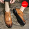 Мужские броги с резьбой Business Casual Увеличивающие рост Свадебные Туфли для жениха Коричневая кожаная обувь Удобные Дышащие Износостойкие