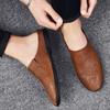 2024 Men's Summer New Fashion Casual Half Slippers Male Breathable Cowhide Loafer Slipper Mocassins Soft Genuine Leather Sandals
