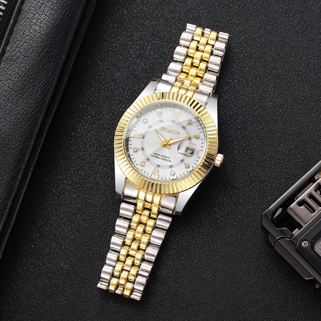 Xiaomi Luxury Men's Calendar Quartz Watch Fashion Roma Dial Stainless Steel Strap Men Business Watches Reloj Hombre (Without Box)