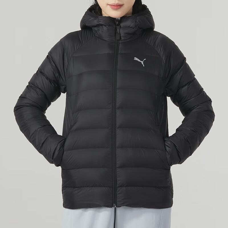 Puma Однотонная легкая теплая дышащая куртка-пуховик с капюшоном женская верхняя одежда черного цвета 672283-01