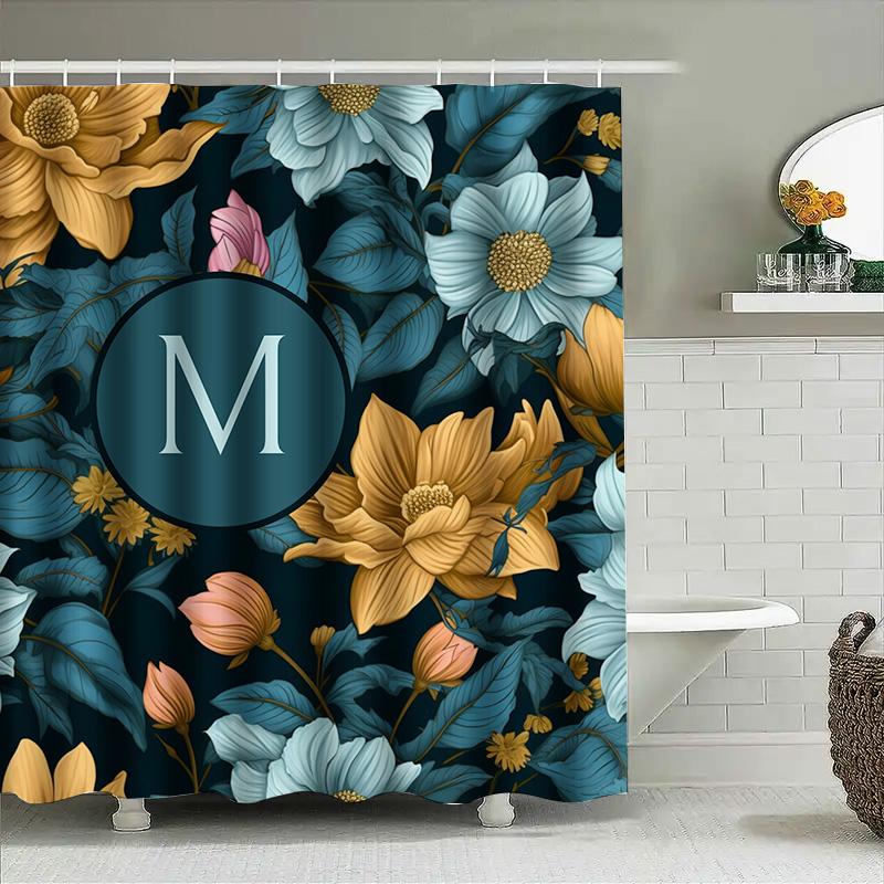 Modern Bathroom Decor: Elegant Gold White Shower Curtain with Geometric Pattern for Bathrooms Perfect Gift Idea