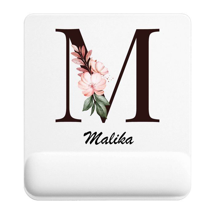 Tapis de souris - PLANETEE - Malika Lettre Fleur - 22x18 cm - Surface lisse antidérapante - Épaisseur 3 mm