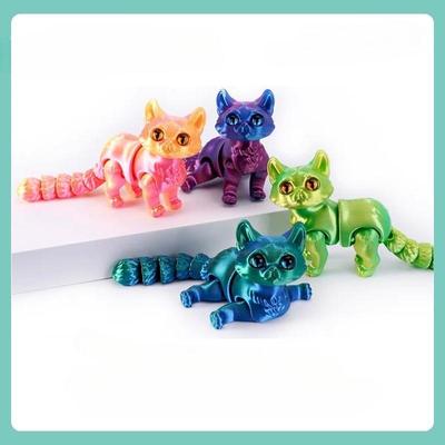 Игрушка-кошка, напечатанная на 3D-принтере, Подвижная кошка с гибкими суставами, Снятие стресса, Настольный питомец, Фиджет-игрушка для игры и демонстрации, Детский подарок