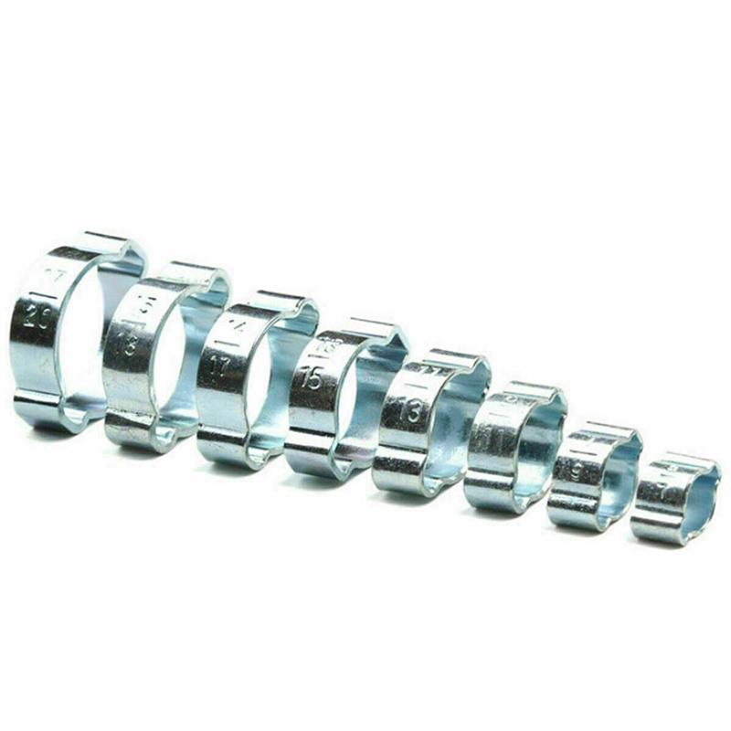 80PCS Double Ear Clamp O Clips Crimp Clip Air Silicone Petrol Water Fuel Hose Pipe Galvanized Iron Hose Clamps Cinch Clamp Ring