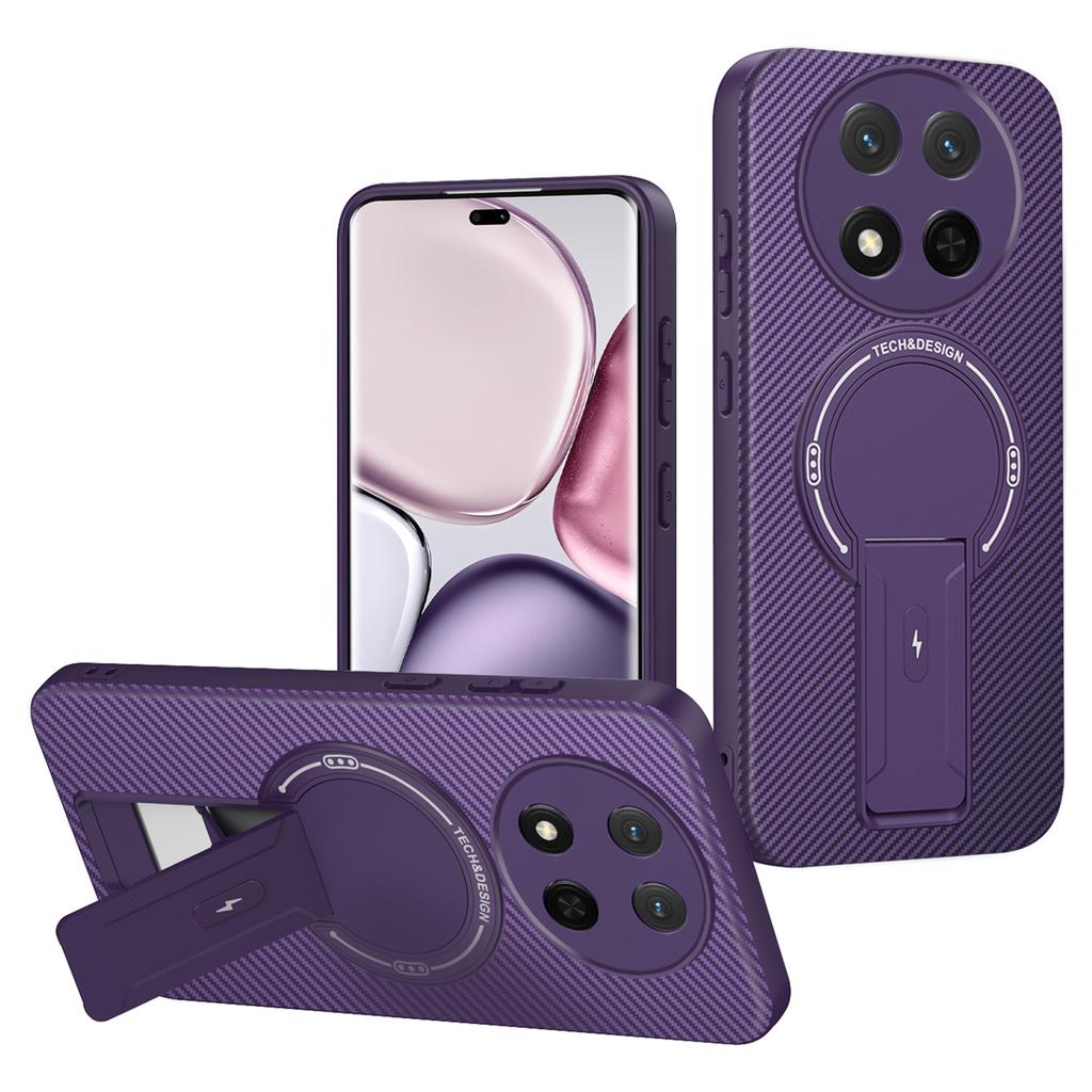 Чехол для телефона Honor X9c 5G/X60 Pro 5G/Magic7 Lite 5G с текстурой углеродного волокна, PC+TPU накладка с подставкой