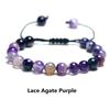 Beads Bracelet For Women 8mm Stone Purple Stripes Agate Braid Rope Charm Bracelet Couples Meditation Bracelet For Men Jewelry