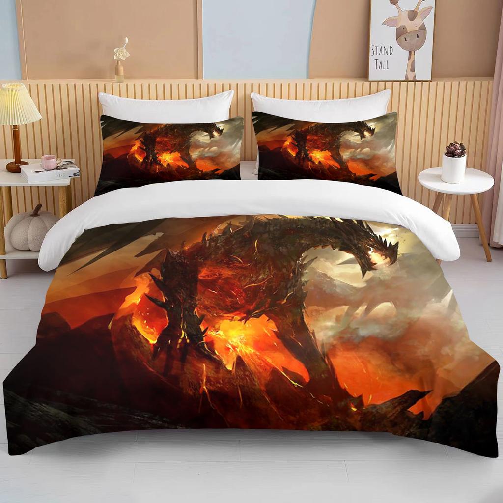 Angry Firedragon Kids Duvet Cover Collection Uk Single Double King Us Twin Full Queen Anime With Bed Linen Bedding Set