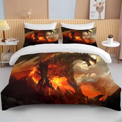 Angry Firedragon Kids Duvet Cover Set UK Single Double King US Twin Full Queen Комплект постельного белья в стиле аниме
