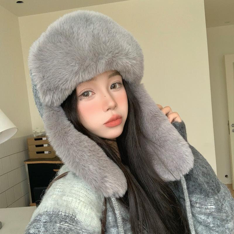 Зимняя шапка женская модная универсальная утолщенная теплая плюшевая шапка для улицы, для катания, ветрозащитная, с защитой ушей