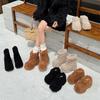 Южная Корея 2025 зима осень и зима новые повседневные хлопковые сапоги средней длины теплые мягкие на рукаве пушистые короткие сапоги