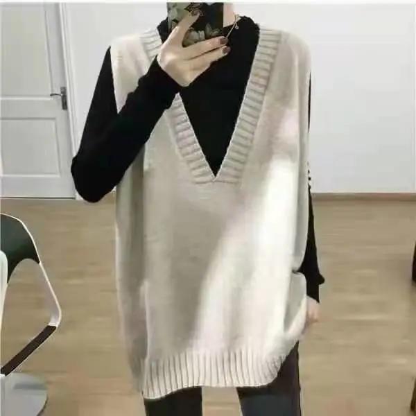 Women's Casual V-neck Knitted Vest for Autumn Spring