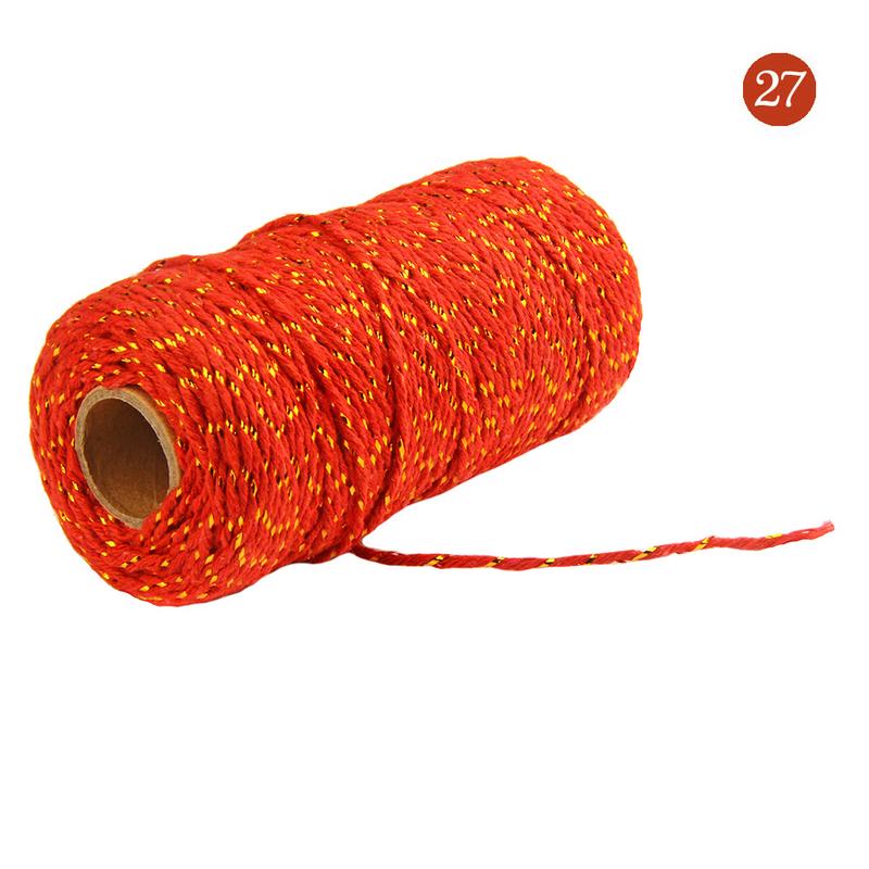 2 мм 100 метров/рулон Двухцветный хлопковый шпагат для выпечки Шнур Хлопковая нить для подарочной упаковки Рукоделие