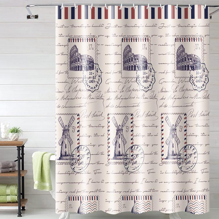 3D-печатная шторка для душа из ПЭВА с крючками – Толстая, водонепроницаемая, устойчивая к плесени перегородка для ванной