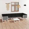 Day and Night - Day and Night Garden Furniture Set with Cushions 8 Pieces Solid White Pine Wood