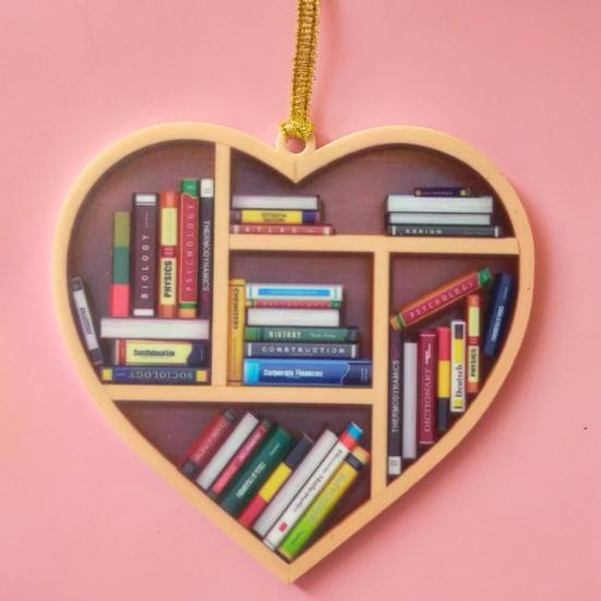 Reading Vintage Book Christmas Ornament Acrylic Craft Colorful Stacked Book Hanging Ornament Christmas Tree Decorative Props Holiday Party Home