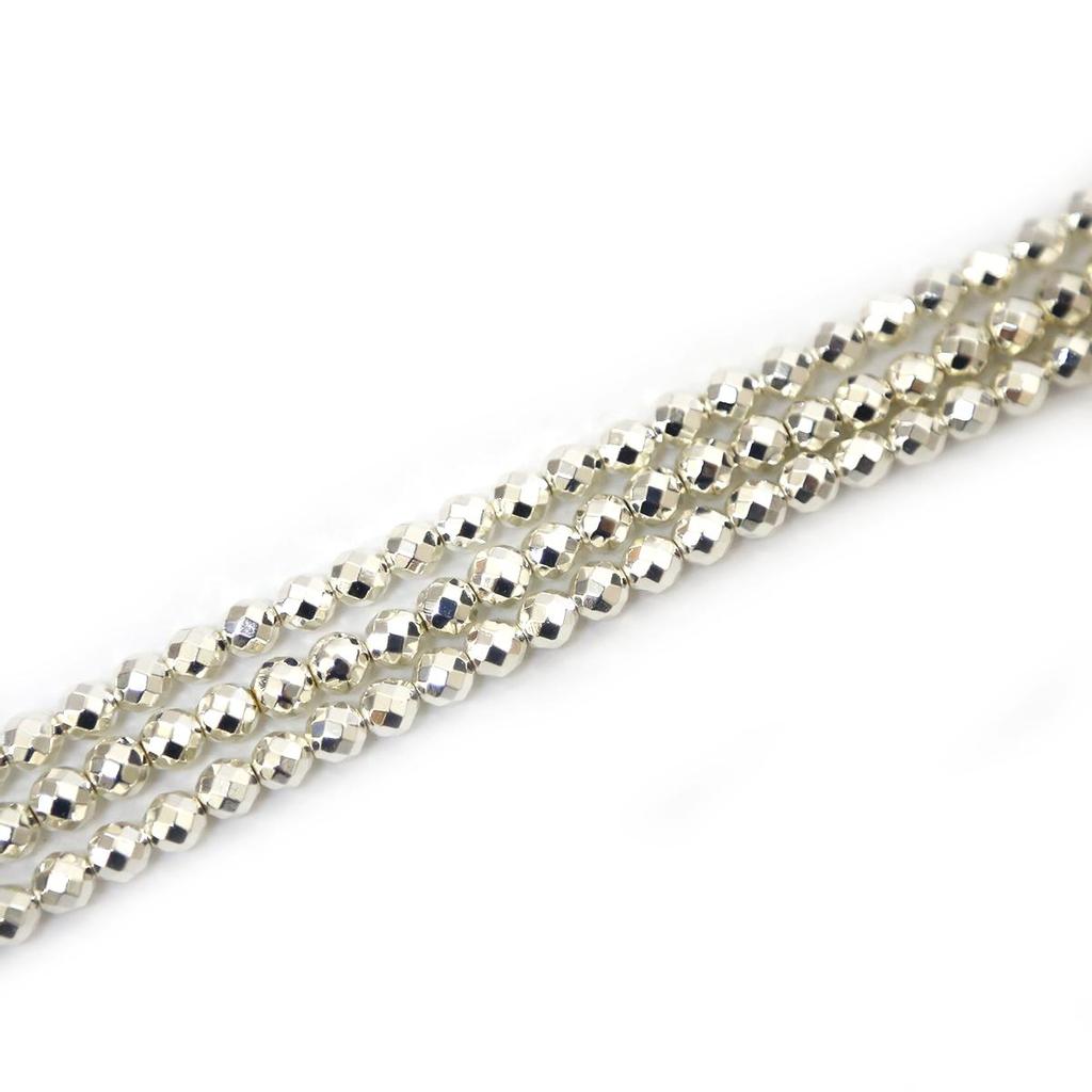 Gold Silvers Faceted Round Black Hematite Natural Stone 4/6/8/10mm Spacer Loose Beads For Jewelry Making