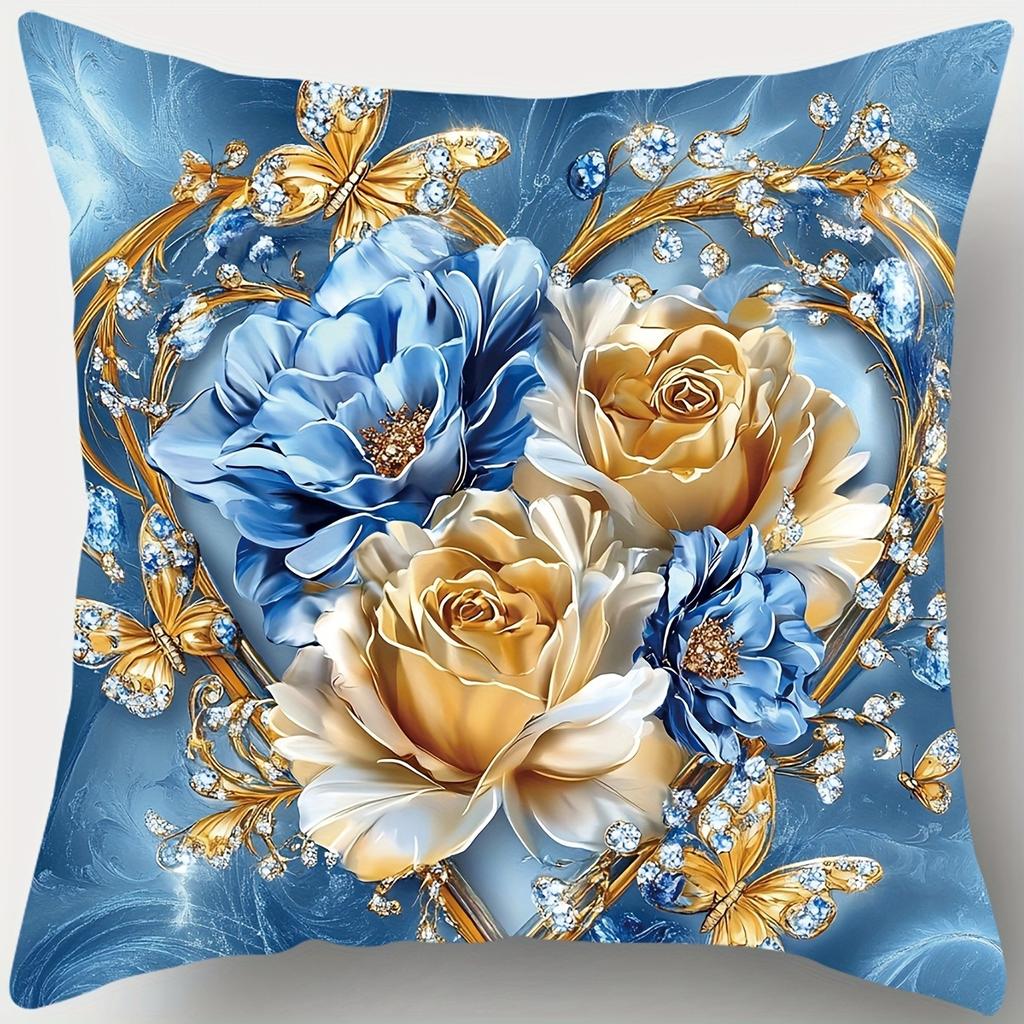 Elegant floral and butterfly decorative pillowcaseSuitable for sofa car bedroom decorative cushion cover pillow cover