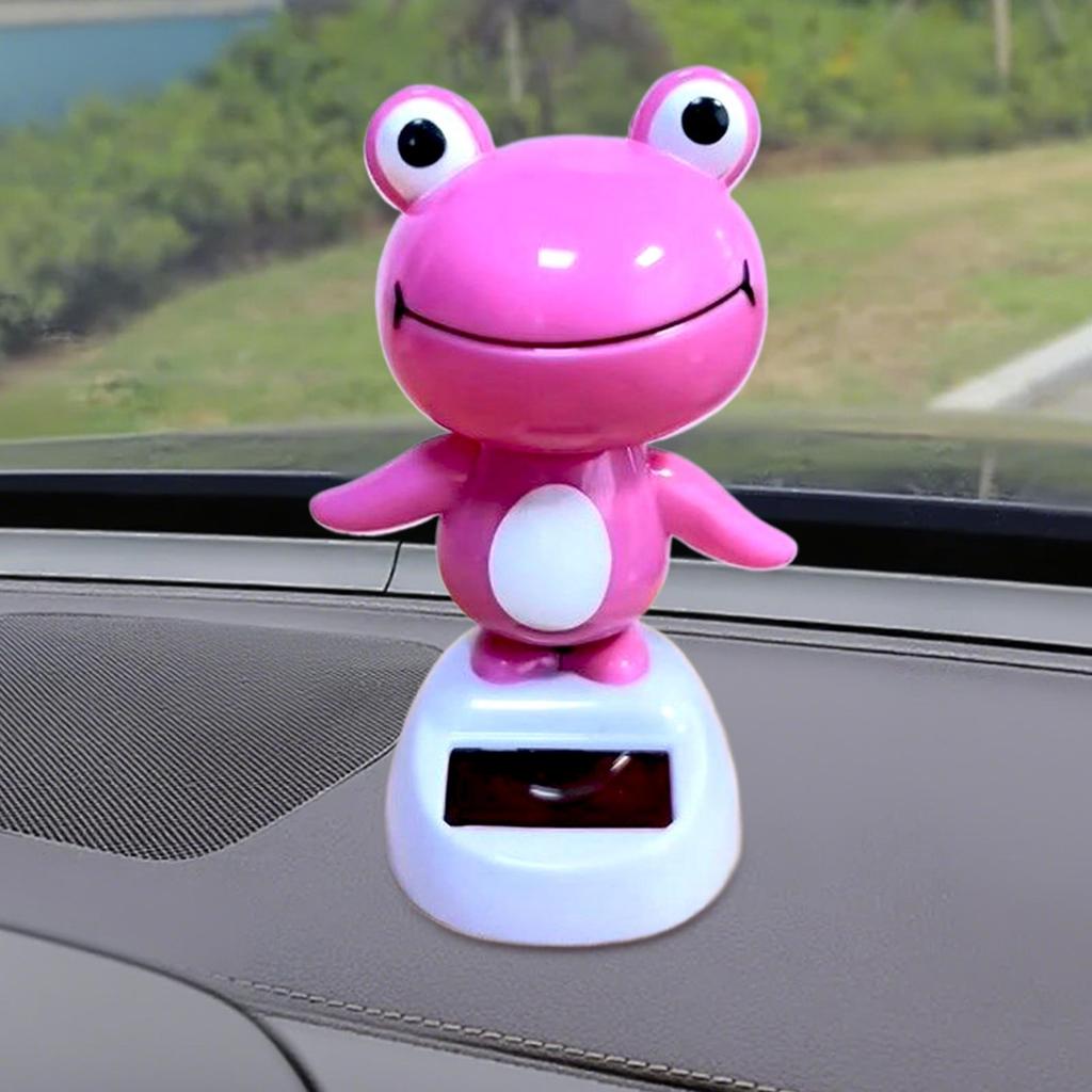 Cute Car Decor Frog Car Dash Decors Solar Powered Auto Interior Decoration for Automobile Vehicle Automotive Truck Rv Desk Home