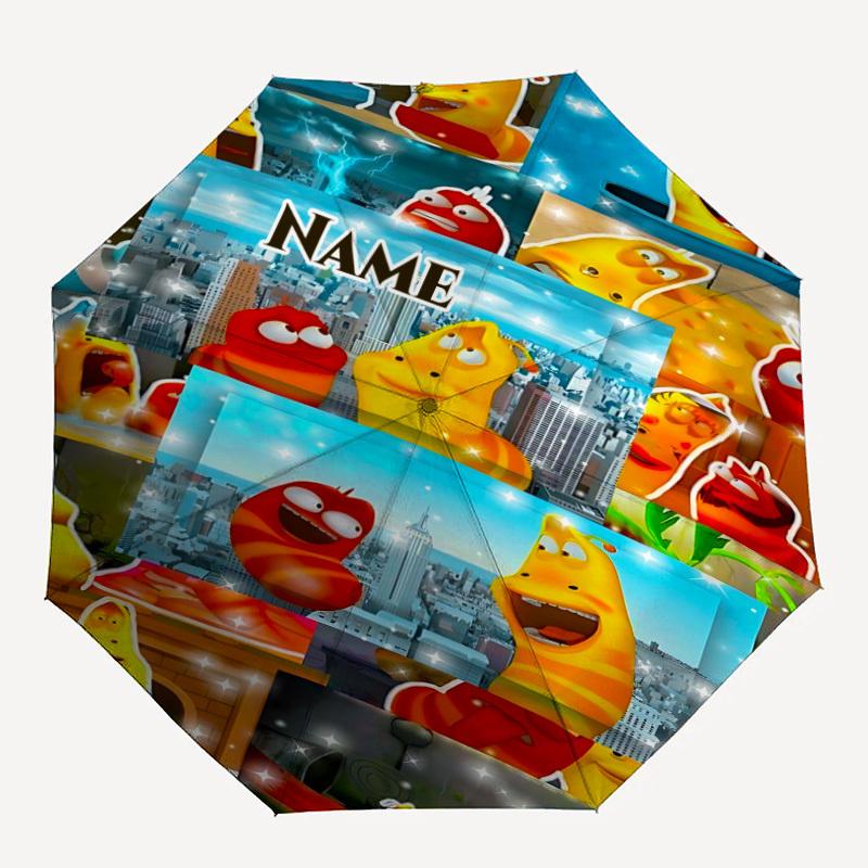 1PC Larva Custom Name Automatic Open/Close, 8-Rib Durable Frame Compact Travel Umbrella for Men & Women D1222033