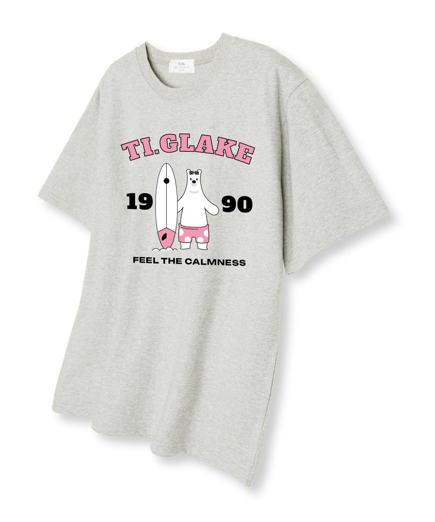 TI.GLAKE White Bear Oversized Short Sleeve T-Shirt Oatmeal