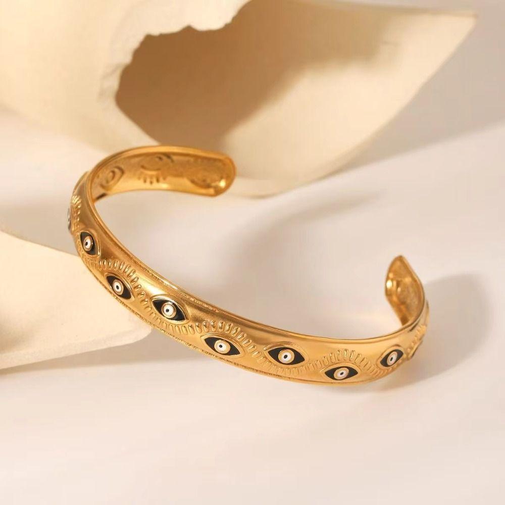 Pink Green Rhinestone Women's Bangle Devil's Eye Demon's Eye Bracelets Cuff Bracelet Girls Gift