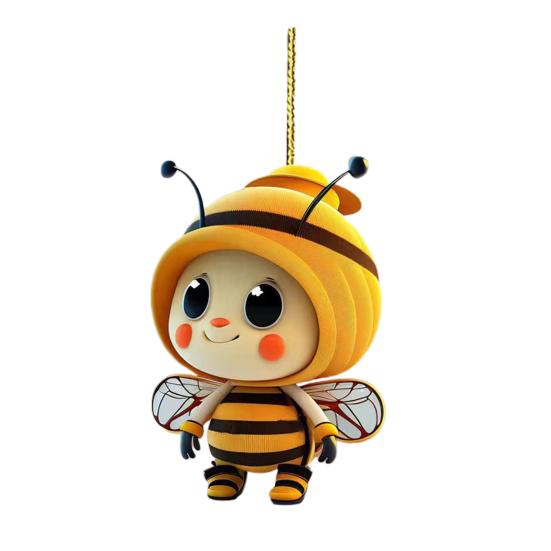 Acrylic Bee Hanging Decoration Single Side Printed Little Bee Ornament Car Rearview Mirror Keychain Pendant