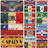 Plaque France Israel Spain Tinplate Plate For Wall Home Restaurant Craft Bar Decor Metal Sign Germany USA Country Flag Tin Sign