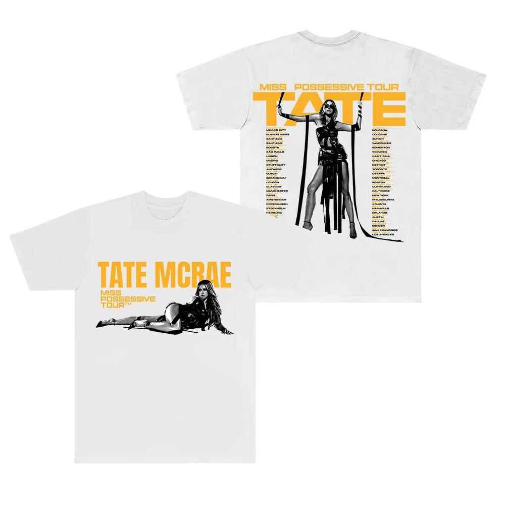 Singer Tate McRae Printing Cotton T Shirts SO CLOSE TO WHAT Album T-shirt Loose Casual Vintage Tops Sports Streetwear Unisex