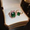 Emerald Open Ring: European & American Retro Palace Style Fashion Jewelry for Women