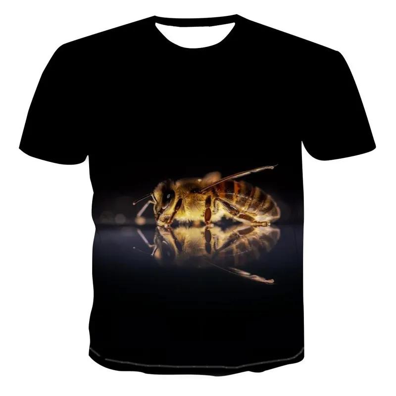 Красивые футболки с рисунком пчелы и бабочки для мужчин, модная футболка с 3D интересным рисунком насекомых, летние дышащие футболки с принтом