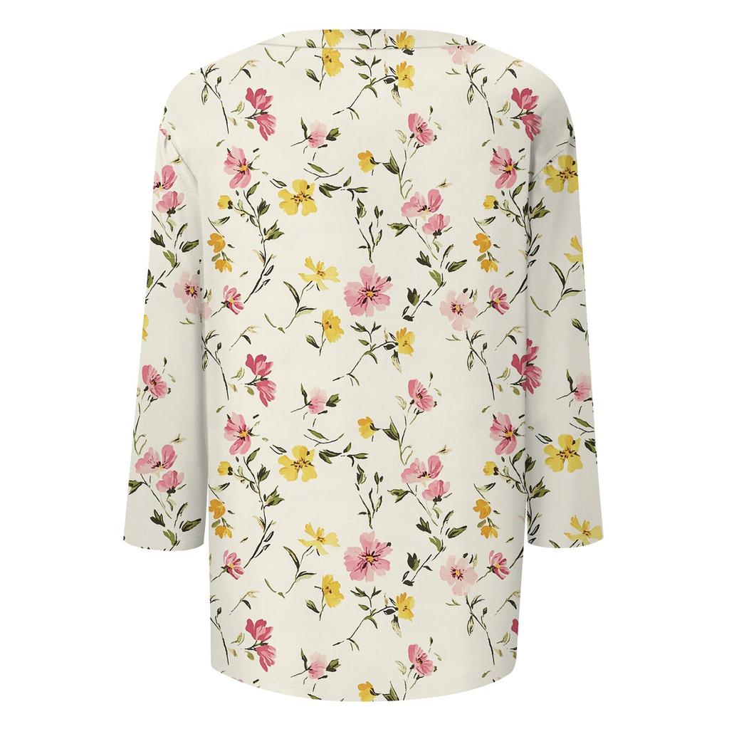 Рубашки с рукавом 3/4 для женщин, милые футболки с графическим принтом, блузки, повседневные базовые топы больших размеров, пуловеры