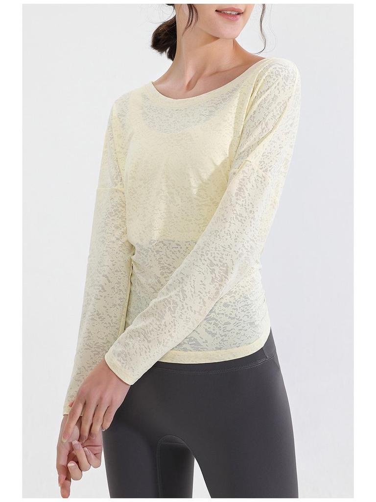 Women's Long Sleeve Quick-Dry Yoga Top - Athletic Fit for Spring & Autumn