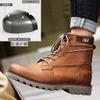 2024 2024 2024 Cow Leather Boots Men Lace Up Ankle Boots Platform Shoes Autumn Winter Ladies Shoes Outdoor Vintage Boots for Men