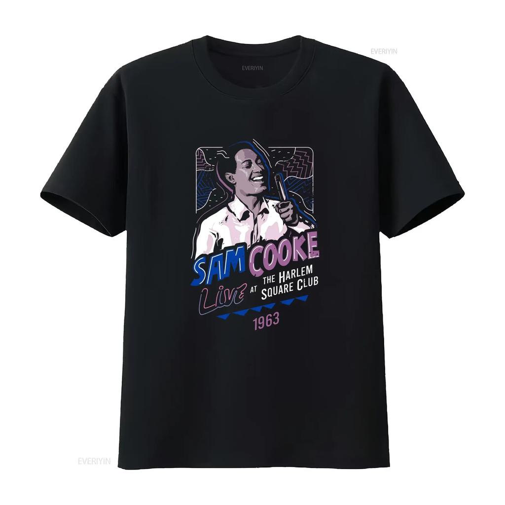 Vintage Sam Cooke Live at Harlem Square Club 1963 T Shirt Heavy Cotton Black Full Size vintage Washed homme Casual Slightly