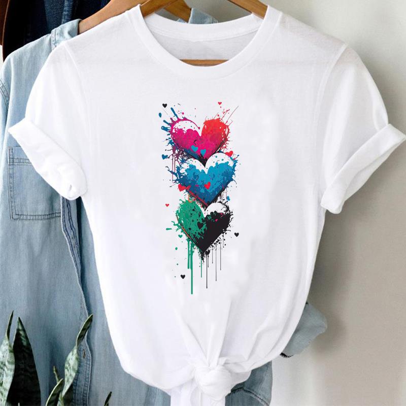 (Asian Size) Women Print Lady Tee Top Lovely Style Sweet 90s Cute Lip Clothing Casual Short Sleeve Fashion Tshirt Female Graphic T-shirt