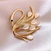 Luxury Cat Eye Stone Swan Brooch Personality Exquisite Animal Pins High-Grade Coat Corsage Accessories