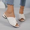 Women Slippers Dress Mid Heels Shoes Breathable Sandals Summer Flip Flops Shoes Fashion Casual Pumps Walking Femme Slides