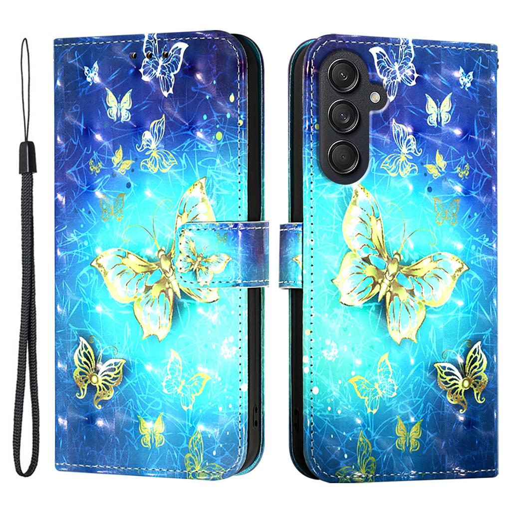 Для Samsung Galaxy M55 5G/C55 5G/F55 5G Кожаный чехол с рисунком Кошелек Подставка Мобильная обложка с ремешком