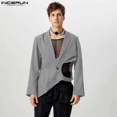 Мужской пиджак с длинным рукавом и вырезом на одной пуговице, нестандартные пальто