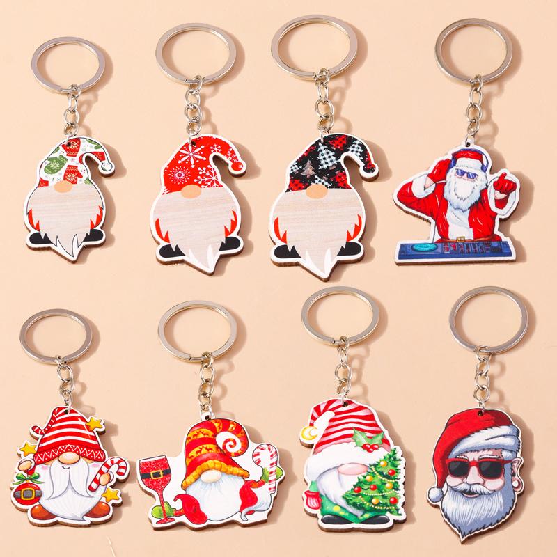 Cute Christmas Key Chain Snowman Santa Claus Key Ring Pendant for Car Key Holder Women Girls Handbag Decor DIY Jewelry Gift