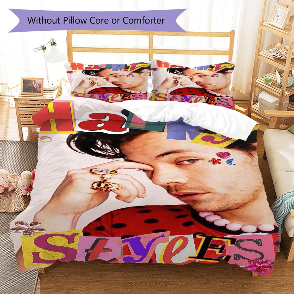 Harry Styles Bedding Quilt Set Quilt Cover Pillowcase Home Decoration Birthday Gift (1 * duvet cover + 2 * pillowcase, without core)